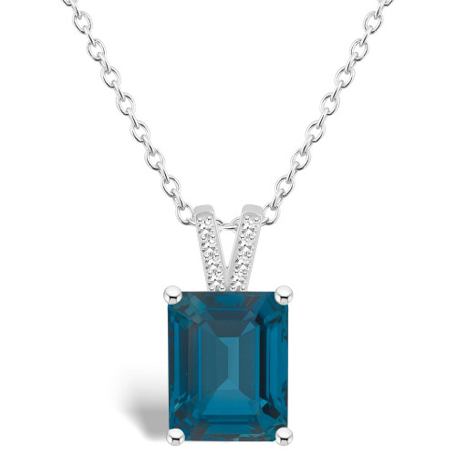 Women's London Blue Topaz (4-1/4 ct.t.w.) and Diamond Accent Pendant Necklace in Sterling Silver