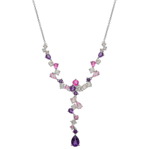 Multi-Gemstone 17" Lariat Necklace (5-5/8 ct. t.w.) in Sterling Silver