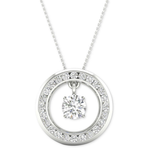 Diamond Orbital Halo Pendant Necklace (1/3 ct. t.w.) in 10k White Gold, 16" + 2" extender