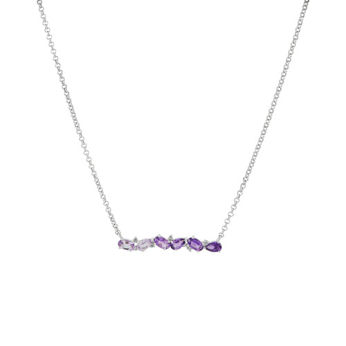 Amethyst (1-1/5 ct. t.w.) & White Topaz (1/20 ct. t.w.) Cluster Statement Necklace