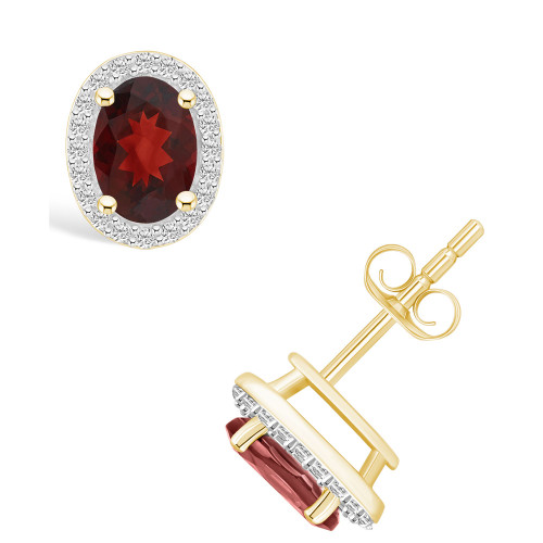 Garnet (1-9/10 ct. t.w.) and Created Sapphire (1/5 ct. t.w.) Halo Studs in 10K Yellow Gold
