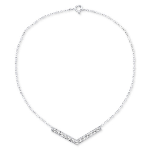Diamond Chevron 18" Statement Necklace (1/10 ct. t.w.) in Sterling Silver