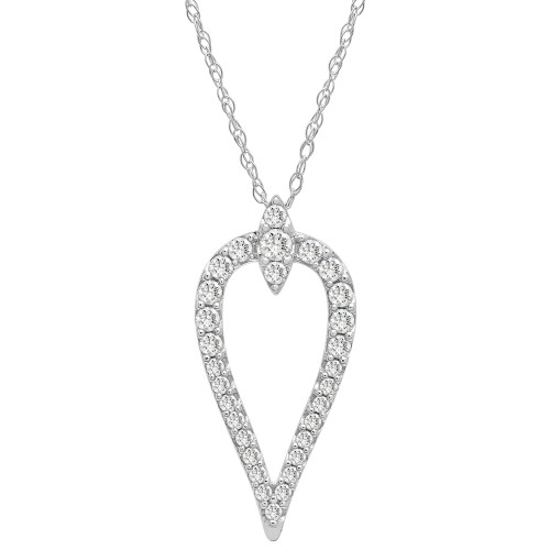 Diamond Inverted Teardrop 18" Pendant Necklace (1/4 ct. t.w.) in 10k White Gold