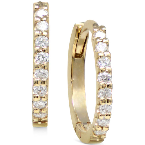 Diamond Pavé Extra Small Hoop Earrings (1/8 ct. t.w.) in 14k Gold, 0.47"