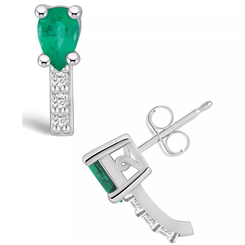 Emerald (3/4 Ct. t.w.) and Diamond (1/8 Ct. t.w.) Stud Earrings