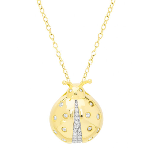 Diamond Ladybug 18" Pendant Necklace (1/5 ct. t.w.) in 14k Gold-Plated Sterling Silver