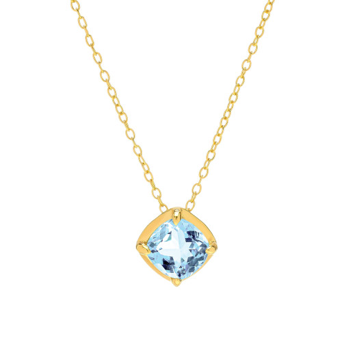 Blue Topaz Solitaire 18" Pendant Necklace (1-1/3 ct. t.w.) in 14k Gold-Plated Sterling Silver