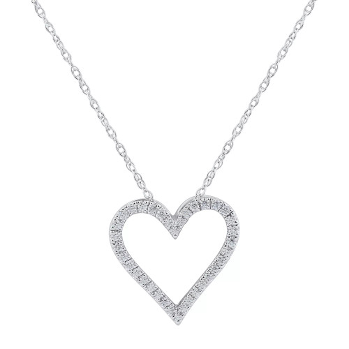 Diamond Heart 18" Pendant Necklace (1/10 ct. t.w.) in Sterling silver or 14k Gold-Plated sterling Silver