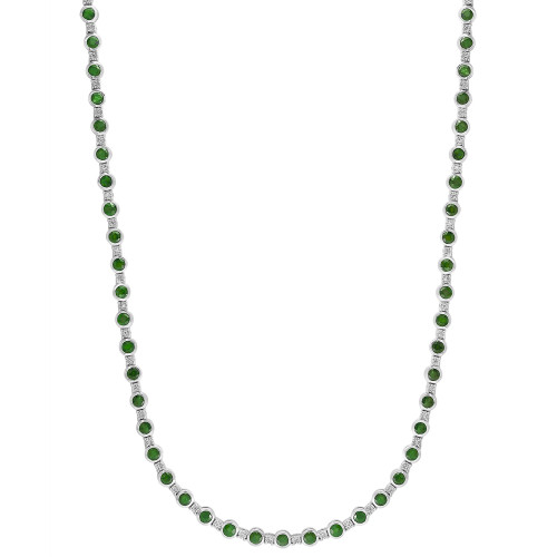 EFFY® Emerald (6-5/8 ct. t.w.) & Diamond (1/4 ct. t.w.) 18" Tennis Necklace in Sterling Silver
