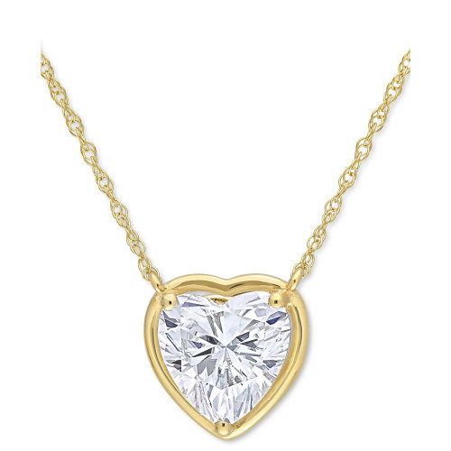 Lab-Created Moissanite Heart Solitaire 17" Pendant Necklace (2 ct. t.w.) in 10k Gold