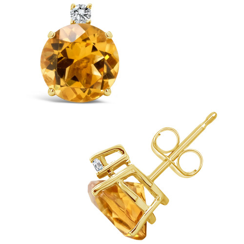 Citrine (3-5/8 ct. t.w.) and Diamond Accent Stud Earrings in 14K Yellow Gold