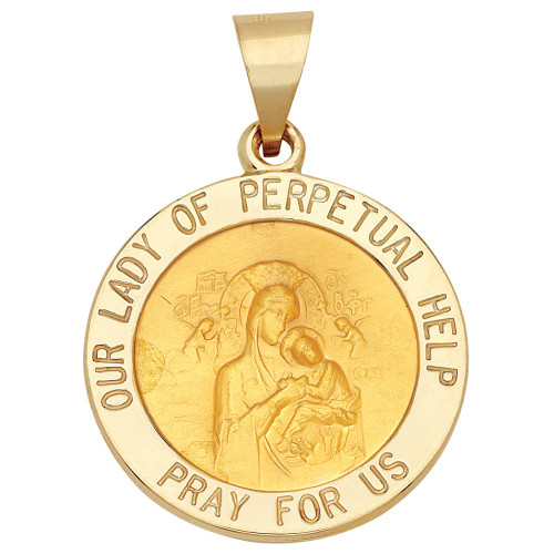 "Our Lady of Perpetual Help" Medal Pendant in 14k Yellow Gold