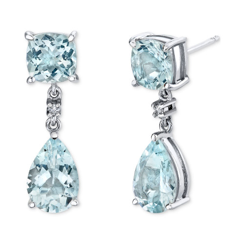 Aquamarine (4-1/10 ct. t.w. ) & Diamond Accent Drop Earrings in Sterling Silver