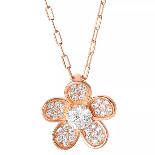 Cubic Zirconia Flower Pendant Necklace (1-1/3 ct. t.w.) in Sterling Silver, 18", Created for Macy's