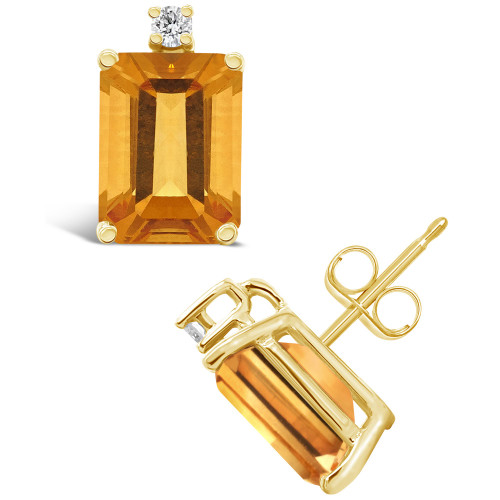 Citrine (3-1/5 ct.t.w) and Diamond Accent Stud Earrings in 14K Yellow Gold