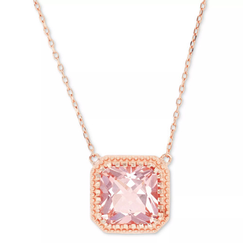 Cubic Zirconia Cushion Pendant Necklace, 18" + 2" extender (Also in Nano Morganite)