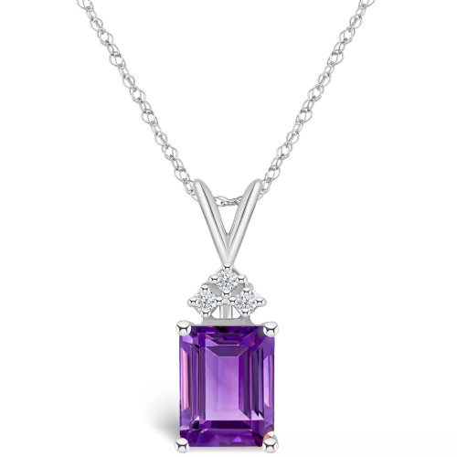 Amethyst (2-1/4 ct. t.w.) and Diamond (1/10 ct. t.w.) Pendant Necklace in 14K Gold or 14K White Gold