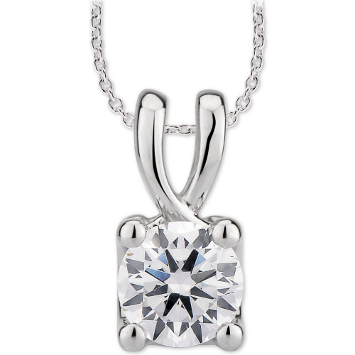 GIA Certified Diamond Solitaire Diamond 18" Pendant Necklace (1/2 ct. t.w.) in 14k White Gold