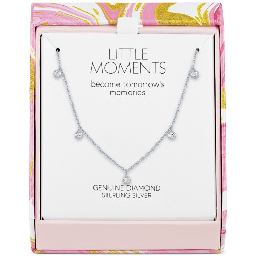 Diamond Accent Droplet 18" Collar Necklace in Sterling Silver