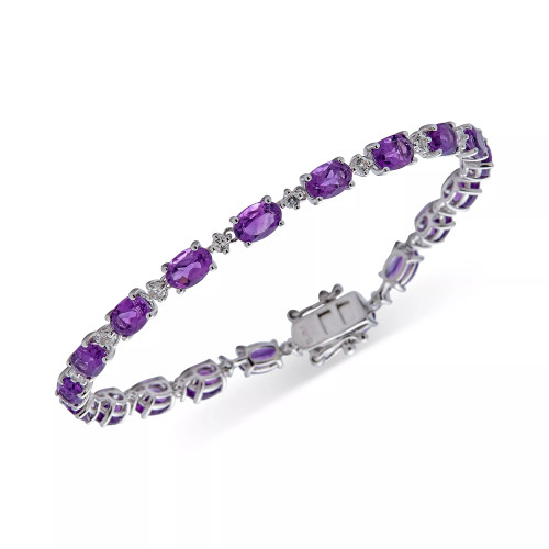Rhodolite Garnet (10-3/8 ct. t.w.) & White Topaz (3/4 ct. t.w.) Link Bracelet in Sterling Silver (Also in Amethyst, Blue Topaz, & Peridot)