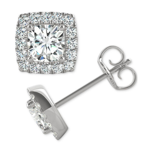 Moissanite Cushion Halo Stud Earrings (1-1/3 ct. t.w. Diamond Equivalent) in 14k White Gold
