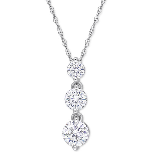 Lab-Created Moissanite Triple Drop 18" Pendant Necklace (1-3/8 ct. t.w.) in Sterling Silver