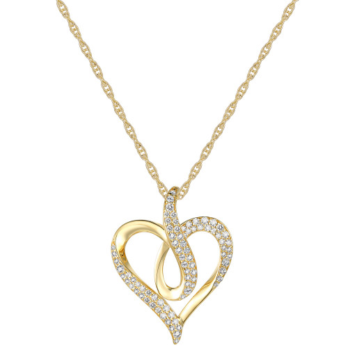 Diamond Pavé Swirl Heart 18" Pendant Necklace (1/3 ct. t.w.) in 10k Gold