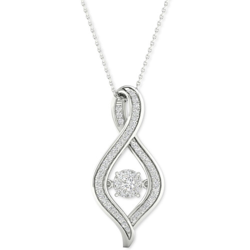 Diamond Swirl Halo 18" Pendant Necklace (1/5 ct. t.w.) in 10k White Gold