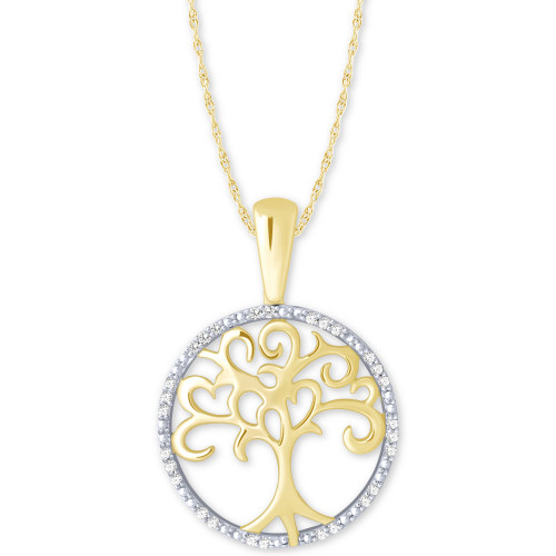Diamond Family Tree 18" Pendant Necklace (1/10 ct. t.w.) in 10k Gold