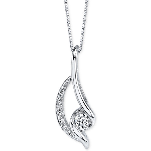 Diamond Twist Pendant Necklace (3/8 ct. t.w.) in 14k White Gold