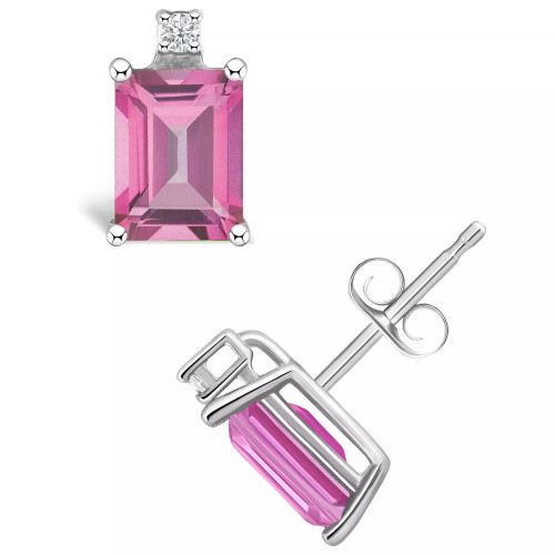 Pink Topaz (1-3/8 ct. t.w.) and Diamond Accent Stud Earrings in 14K Yellow Gold or 14K White Gold