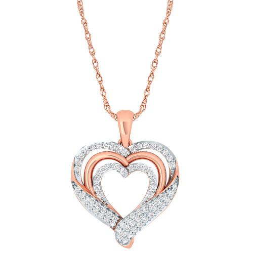 Diamond Wrapped Heart Pendant Necklace (1/2 ct. t.w.) in 14k Rose Gold-Plate Sterling Silver