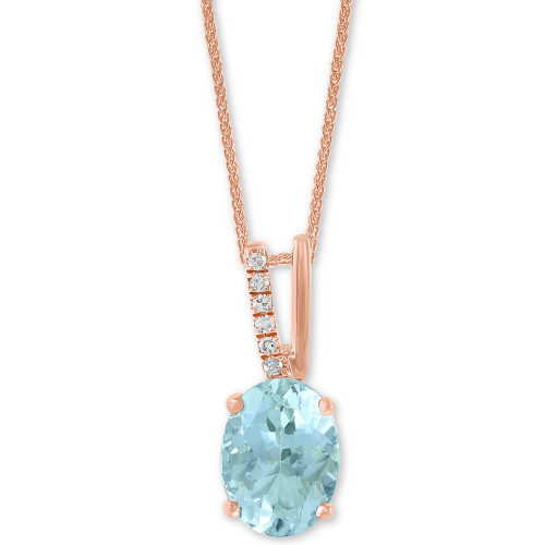 Aquamarine (1-1/16 ct. t.w.) & Diamond Accent 18" Pendant Necklace in 14k Rose Gold
