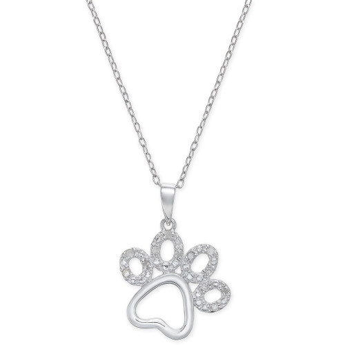 Diamond Pawprint Pendant Necklace (1/10 ct. t.w.) in Sterling Silver