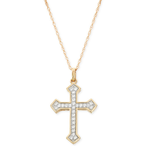 Diamond Cross Pendant Necklace (1/4 ct. t.w.) in 14k Gold