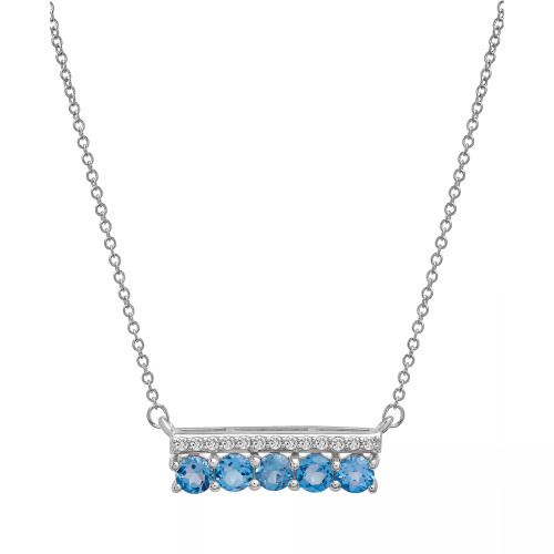 Amethyst (3/4 ct. t.w.) & Diamond (1/10 ct. t.w.) Bar 17" Pendant Necklace in Sterling Silver (Also in Lab-Created White Sapphire, Lab-Created Pink Sapphire, & Blue Topaz)