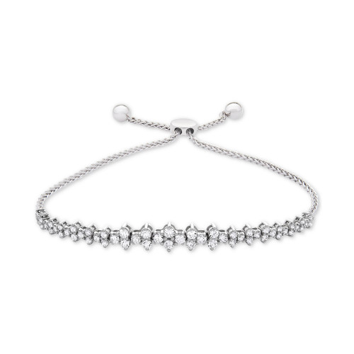 Diamond Honeycomb Bolo Bracelet (1-1/2 ct. t.w.) in 14k White Gold, Created for Macy's
