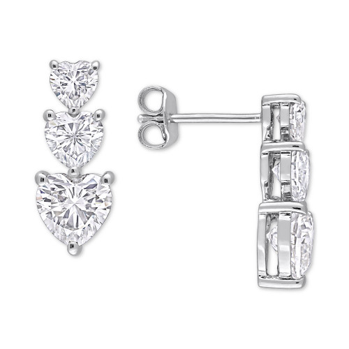 Lab-Created Moissanite Graduated Heart Stud Earrings (3-1/2 ct. t.w.) in Sterling Silver