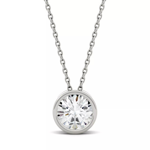 Moissanite Bezel Solitaire Pendant (1/2 ct. t.w. Diamond Equivalent) in 14k White or Yellow Gold