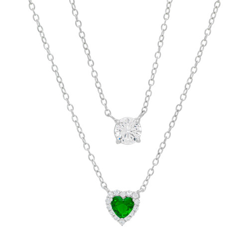 Ruby (5/8 ct. t.w.) & Lab-Created White Sapphire (1 ct. t.w.) 16" Layered Necklace in Sterling Silver (Also in Lab-Created Green Quartz)
