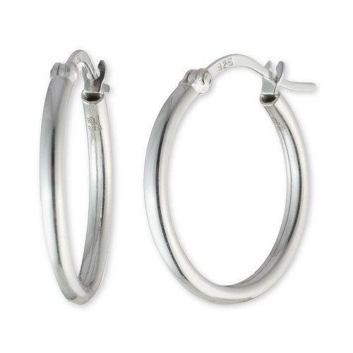 Small Polished Hoop Earrings in Sterling Silver, 1"