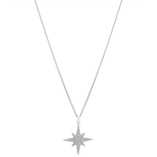 Diamond Star 18" Pendant Necklace (1/4 ct. t.w.) in Sterling Silver, Created for Macy's