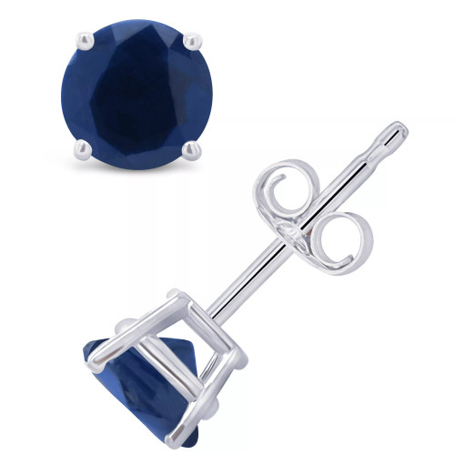 Sapphire (1-1/5 ct. t.w.) Stud Earrings in 14K White Gold. Also Available in 14K Yellow Gold