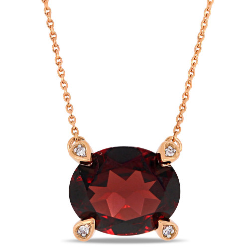 Garnet (3 ct. t.w.) and Diamond Accent 17" Necklace in 10k Rose Gold
