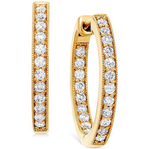 Diamond Small In & Out Hoop Earrings (5/8 ct. t.w.) in 14k Gold, 0.75"