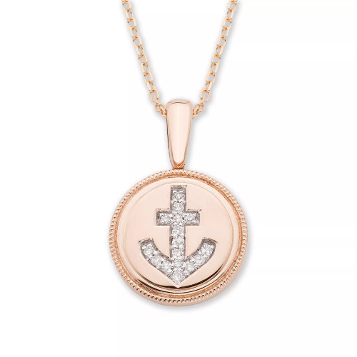 Diamond (1/20 ct. t.w.) Anchor Pendant in 14k Yellow or Rose Gold