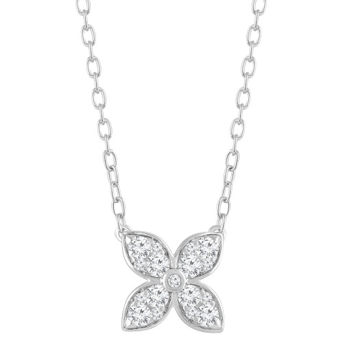 Lab-Created Diamond Flower 18" Pendant Necklace (3/8 ct. t.w.) in Sterling Silver