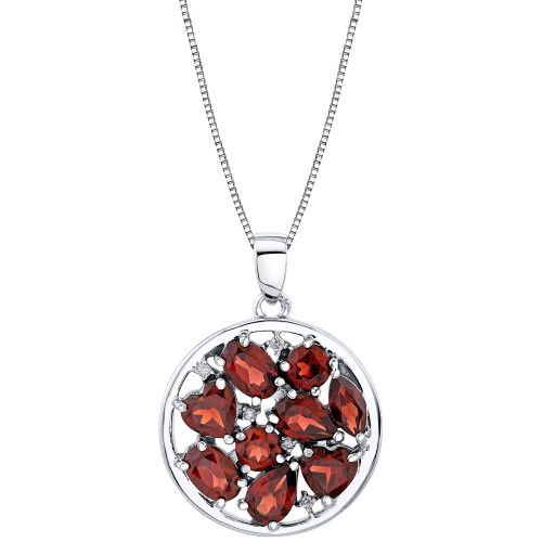 Rhodolite Garnet (4-1/4 ct. t.w.) & Diamond Accent Cluster 18" Pendant Necklace in Sterling Silver