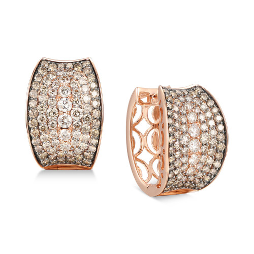 Chocolate Diamond Small Hoop Earrings (4-1/20 ct. t.w.) in 14k Rose Gold, 0.87"
