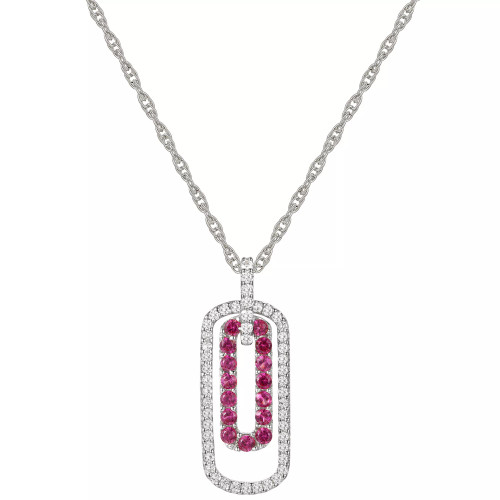 Lab-Created Sapphire (1/3 ct. t.w.) & Lab-Created White Sapphire (1/4 ct. t.w.) 18" Pendant Necklace in Sterling Silver (Also in Lab-Created Emerald & Lab-Created Ruby)